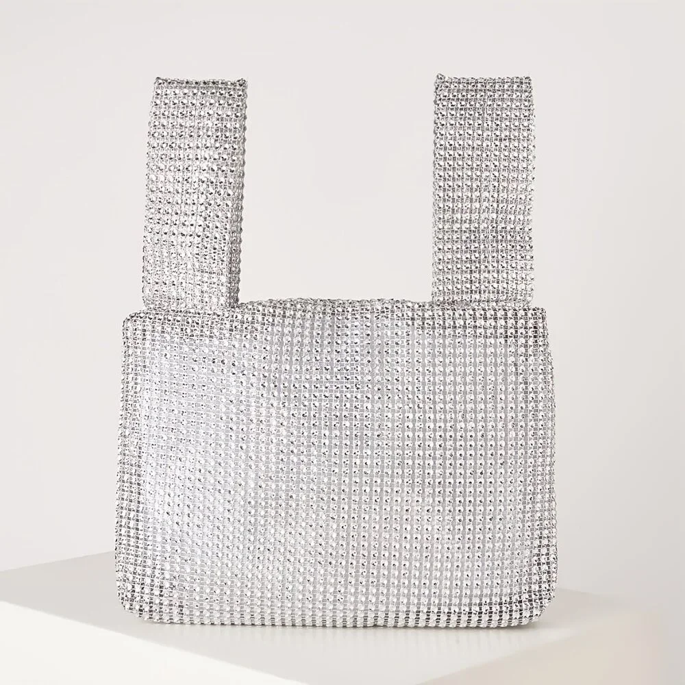 Glitter Bling, Shiny Glamorous, Elegant, Exquisite Rhinestone Decor Hobo Bag